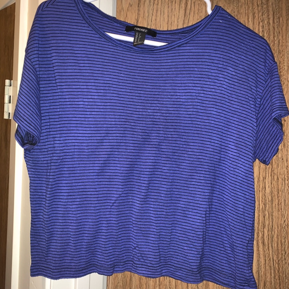 Blue T-Shirt with Black Stripes